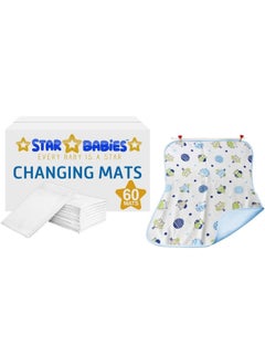 Buy Disposable Changing Mats White 60Pcs White With Reusable Changing Mat Free in UAE