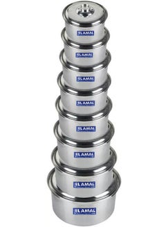 Buy Elamal Aluminum Pots Set Consisting of 8 Pots Egyptian Industry Size 16/18/20/22/24/26/28/30 cm in Saudi Arabia