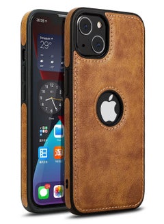 Buy iPhone 13 Case Luxury Vintage Premium Leather Back Cover Soft Protective Mobile Phone Case for iPhone 13 6.1" Brown in Saudi Arabia
