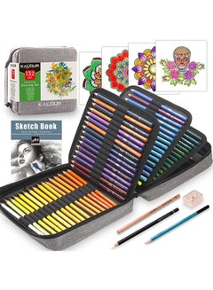 Buy KALOUR 132 Colored Pencils Set,with Adult Coloring Book and Sketch Book,Artists Colorless Blender,Zipper Travel Case,Soft Core,Ideal for Drawing Sketching Shading,Art Supplies for Beginners Kids in Saudi Arabia