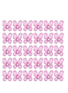 Buy 50 Pack Sheer Mesh Wire Glitter Butterfly Butterfly with Gem for Home and Wedding Decoration Party Wall Decorations (Pink) in UAE