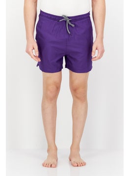 اشتري Men Drawstring Plain Board Shorts, Purple في الامارات