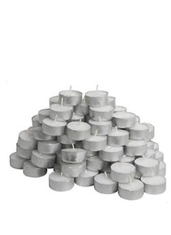 Buy 50-Piece Tealight Candle Set Silver/White in Saudi Arabia