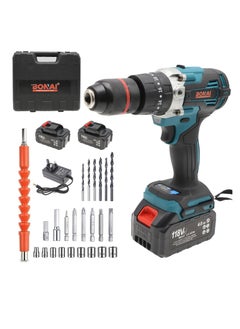 اشتري Bonai 118VF Lithium Electric Drill - Powerful 80-150Nm, 1/2" Chuck, 25 Attachments, LED Light, Variable Speed في الامارات