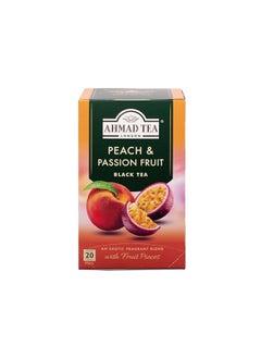 Buy Ahmad Tea Black Tea, Peach & Passion Fruit Teabags, 20 ct (Pack of 1) - Caffeinated & Sugar-Free in UAE