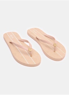 اشتري Everyday Striped Flip Flops With Brand Logo في مصر