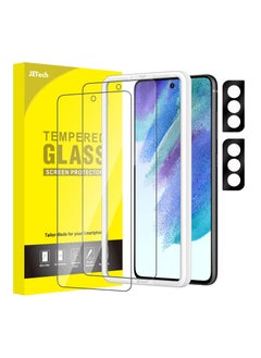 Buy Screen Protector for Samsung Galaxy S21 FE 5G with Camera Lens Protector Easy Installation Tool Tempered Glass Film Fingerprint ID Compatible in Saudi Arabia