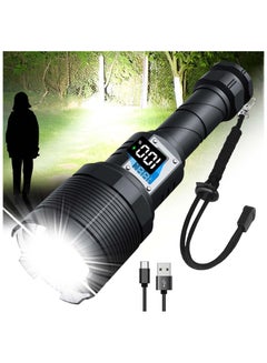 Buy Rechargeable Flashlights MAX 200000 High Lumens,Super Bright 30W High Powered Brightest Flashlight for Emergencies/Camping Gear,Zoomable,Waterproof,5 Modes,USB Handheld Flash Light in Saudi Arabia