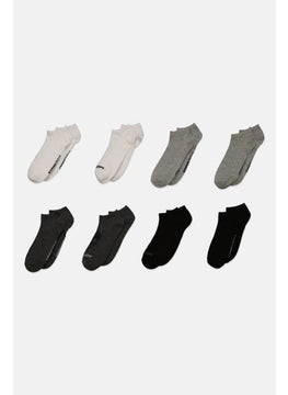 اشتري Men 8 Pair Brand Logo Low Cut Socks, Black/Grey/white في الامارات