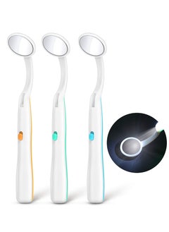 Buy 3 Pieces Mouth Mirror with Light Oral Mirror LED Teeth Inspection Mirror Anti-Fog Teeth Mouth Inspection Mirror Curve Angle Oral Care Tools Dentist Home Use Tools in Saudi Arabia