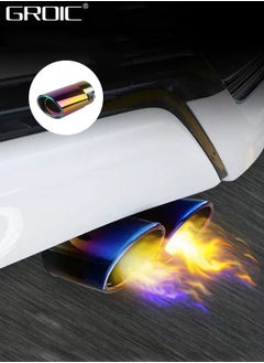 اشتري Exhaust Muffler Pipe, Stainless Steel Car Exhaust Pipe, Universal Exhaust Tail Muffler Tip with Drainage Holes for Tail Throat,Automotive Stainless Steel Exhaust Tip في السعودية