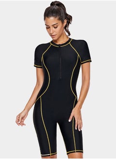 Buy One Piece Short Sleeve Quick-Dry Swimwear For Women in Saudi Arabia