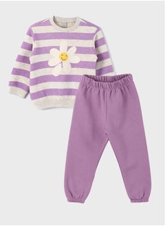 Buy Crew Neck Long Sleeve Baby Girl Sweatshirt and Tracksuit Bottom 2-Pack Set in Egypt