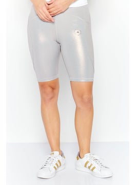 اشتري Women Sport Fit Training Tights, Metallic Silver في الامارات