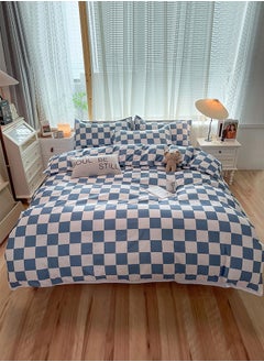 Buy 4-Piece Checkerboard Printed Double-Faced Design Cotton Duvet Cover Set Without Fitted Bed Sheet Multicolor Queen in Saudi Arabia