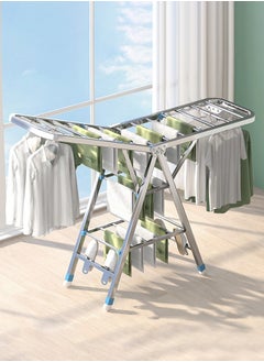 Buy Cloth Drying Foldable Stand Sturdy Clothes Dryer Three-layer Galvanized Steel Clothes Drying Rack Silver in UAE