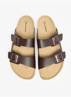 Buy Men Buckle Detail Slip-On Sandals in Saudi Arabia