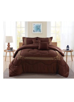 Buy Microfiber Embroidered Soft Quality Comforter Bedding set-King Size 6Pcs 1-PC fitted bedsheet 200 * 200cm,1-PCS Comforter 220 * 240 fixed, 4PCS Super Soft Pillowcases in UAE