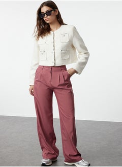 Buy Dusty Rose Wide Leg Pleated Woven Trousers TWOAW22PL0475 in Egypt