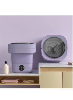Buy Compact Portable Washer with 3 Modes Deep Cleaning Lingerie, Baby Clothes, and Small Items for Apartments, Camping, and Traveling Foldable Washer (Purple) in UAE