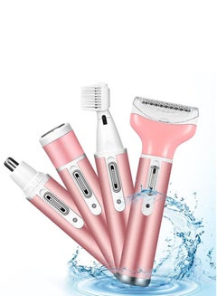 Buy Epilator for Women, 4 In 1 Electric Epilator Hair Shaver, USB Rechargeable Cordless Hair Removal Set, Painless Hair Trimmer for Bikini Area Nose Armpit Underarms Nose Eyebrow Body Hair (Pink) in UAE