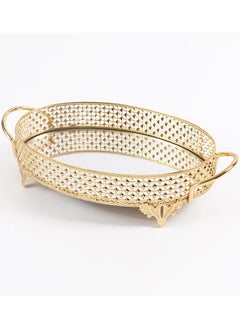 اشتري Piramit Small Oval Tray, Gold - 36x20 cm في الامارات