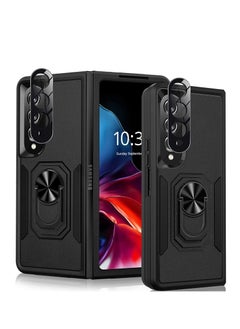 Buy Z Fold 4 Case,Galaxy Z Fold 4 Case with[360˚Rotatable Ring Kickstand][2 x 9H Camera Lens Protector],Anti-Scratch Shockproof Protective Phone Case for Samsung Fold 4 5G(Black) in UAE