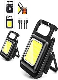 thumbnail image 2 of Small Mini LED Flashlight, COB Keychain Mini Flashlight, 800 Lumens Portable USB Rechargeable With Foldable Holder, Magnetic Base For Fishing, Hiking And Camping (Pack Of 2 2 of 9