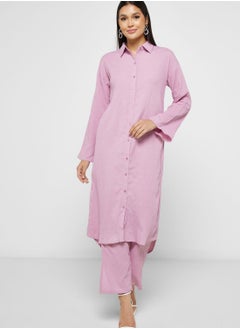 Buy Longline Button Down Shirt & Pant Set in Saudi Arabia