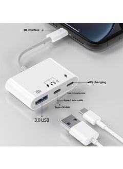 اشتري قارئ بطاقات OTG 3 في 1 مع موزع USB 3.0 Type-C وواجهة Lightn [اقرأ USB TC متعدد الوظائف للشحن من Apple] اقرأ القرص الصلب في السعودية