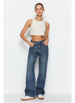 اشتري Blue Pale Effect Vintage High Waist Wide Leg Jeans TWOSS24JE00050 في مصر