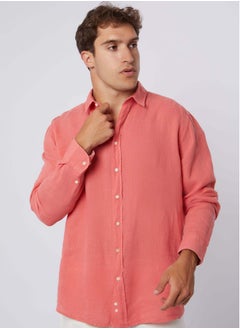 اشتري Fancy Regular Fit Linen Shirt With Long Sleeves في مصر