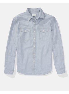 Buy AE Long Sleeve Denim Button-Up Shirt in Saudi Arabia