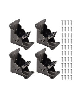 Buy 4 Pieces Table Leg Folding Bracket, Lock Extension Bracket for Table Bed Leg Bronze Steel Folding Hinges, 90 Degree Folding Support Bracket with Screws (Black) in Saudi Arabia