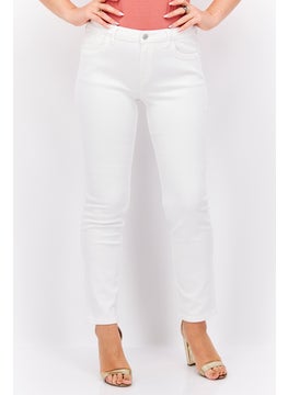 اشتري Women Slim Fit Plain Stretchable Denim, White في الامارات