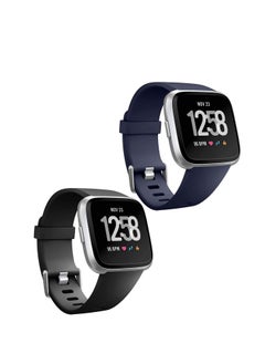 اشتري Strap Compatible With Fitbit Versa/Versa 2/Fitbit Versa Lite. It Is Suitable For Ladies And Men. Classic Soft Silicone Sports Strap. Adjustable Wrist Strap (2 Small Straps, Black And Blue) في السعودية