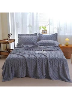 اشتري COMFY SOFT & FLUFFY 3PC BLANKET SET KINGSIZE- 1 BLANKET & 2 PC PILLOW COVER SET GREY في الامارات