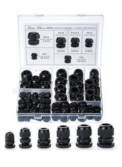 Buy Cable Gland, 50PCS Nylon Npt Waterproof Cable Connector, PG7, PG9, PG11, PG13.5, PG16, PG19, 3-16 mm Cable Glands, Waterproof Cable Connector with Lock Nut, Black in Saudi Arabia