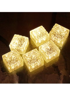 Buy Solar Brick Lights, 6 PCS LED Warm White Outdoor Waterproof Solar Landscape Path Lights, 600mAh, Ice Cube Style for Garden, Patio, Lawn, Yard, Walkway Decor in UAE