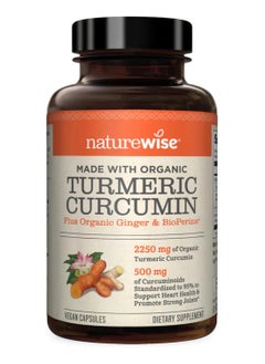 Buy NatureWise Curcumin Turmeric 2250mg | 95% Curcuminoids & BioPerine Black Pepper Extract | Advanced Absorption for Joint Support [2 Month Supply - 180 Count] in Saudi Arabia