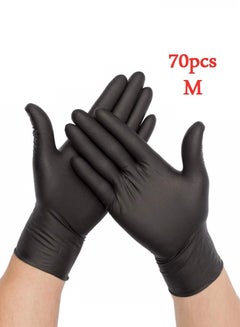 Buy Black Disposable Vinyl Powder Free Gloves For Multi Purpose Uses Medium Size  70 Pcs in Saudi Arabia