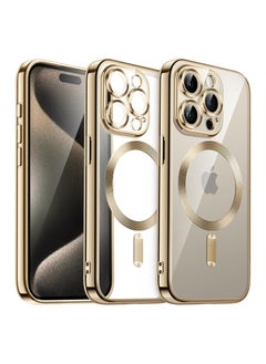 Buy Magnetic Clear for iPhone 15 Pro Max Case with MagSafe Integrated Camera Protection Glass Silicone Cover Slim Thin Non Yellowing Anti Fingerprint Scratch Wireless Charging in Egypt