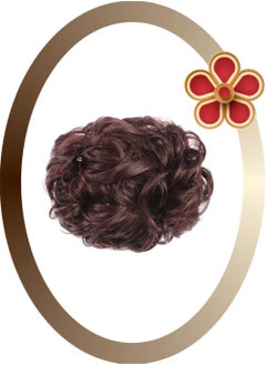 Buy Dark Brown Tousled Wavy Curly Chignon Hair Bun Extensions with Claw Clip or Scrunchie for Women in UAE