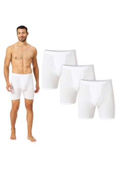 اشتري AMPM MEN'S COTTON BOXER BRIEF SHORT (PACK OF 3) - WHITE في الامارات