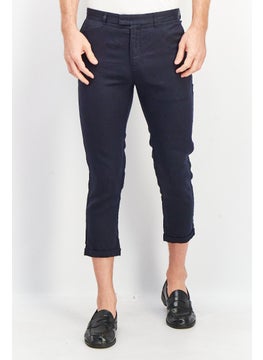 اشتري Men Carrot Fit Solid Chino Pants, Navy Blue في السعودية