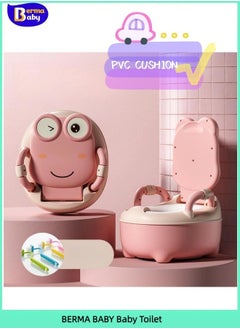 اشتري Portable Kids Toilet Seat Baby Bowl Toilet Potty Training Seat with Backrest and Anti-slip Cartoon Toddlers Special Potty Commode Chair Home Urinal في السعودية