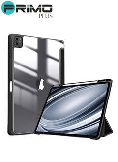 Buy Protective Case Cover For Apple iPad 12.9 inch (2021/2020) Generation with Pencil Holder, Supports Apple Pencil Charging and Touch ID, Clear Transparent Case with Auto Wake/Sleep, Black in Saudi Arabia