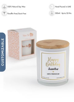 Buy Personalised Scented Candle - Happy Birthday Have a Fabulous Day Soywax Candle - White in UAE