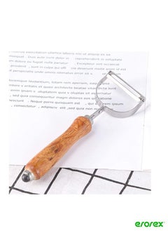 Buy Stainless Steel Vegetable Peeler Wooden Handle Grip Melon Fruit Peeler Cutter Utility Kitchen Tool For Potato Carrot Brown stainless steel 17 in Saudi Arabia