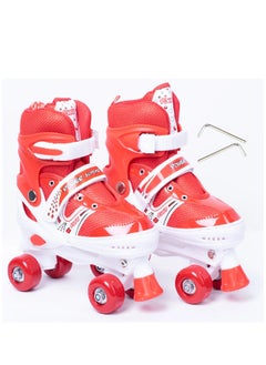 Buy Adjustable Roller Skate Shoes 2-Rows 4-Wheels, Red/White, Size Large 39-42 in Egypt